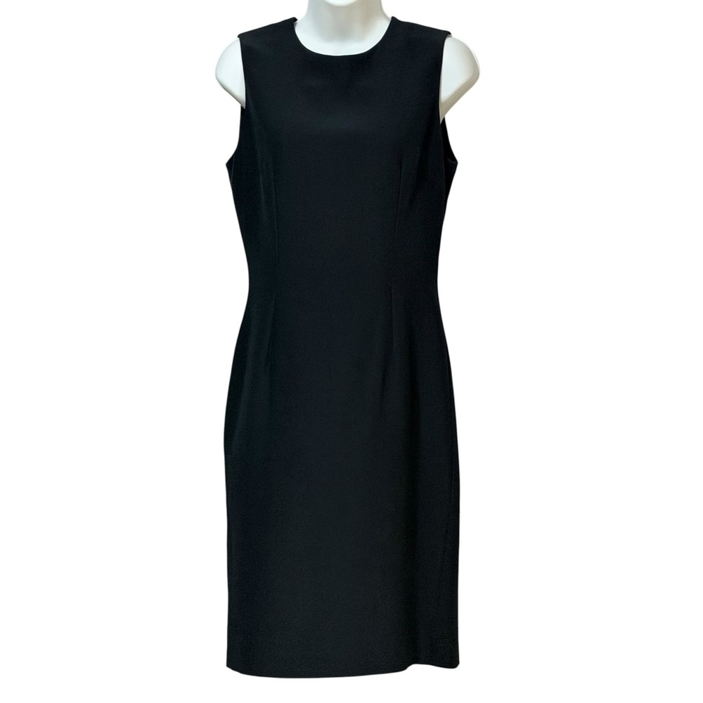 French Connection Womens Black Sleeveless Sheath Dress Size 6 Jewel Neck LBD